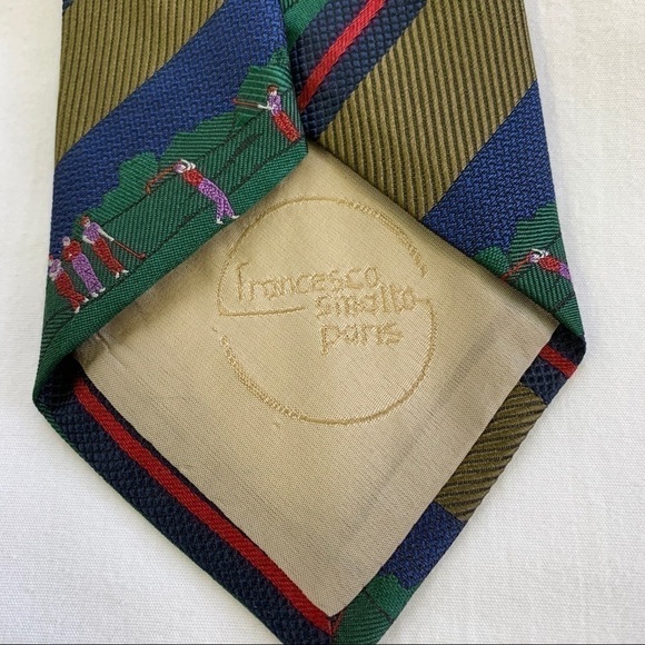 𝅺FRANCESCO Smalto “Golfing” Silk Necktie - Picture 3 of 5